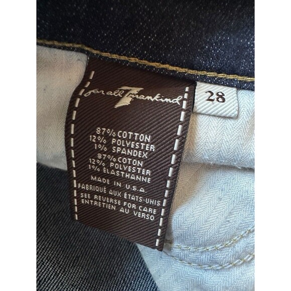 7 For All Mankind Jeans Womens W28 Dark Blue Bootcut Stretch Designer Denim - Picture 5 of 16